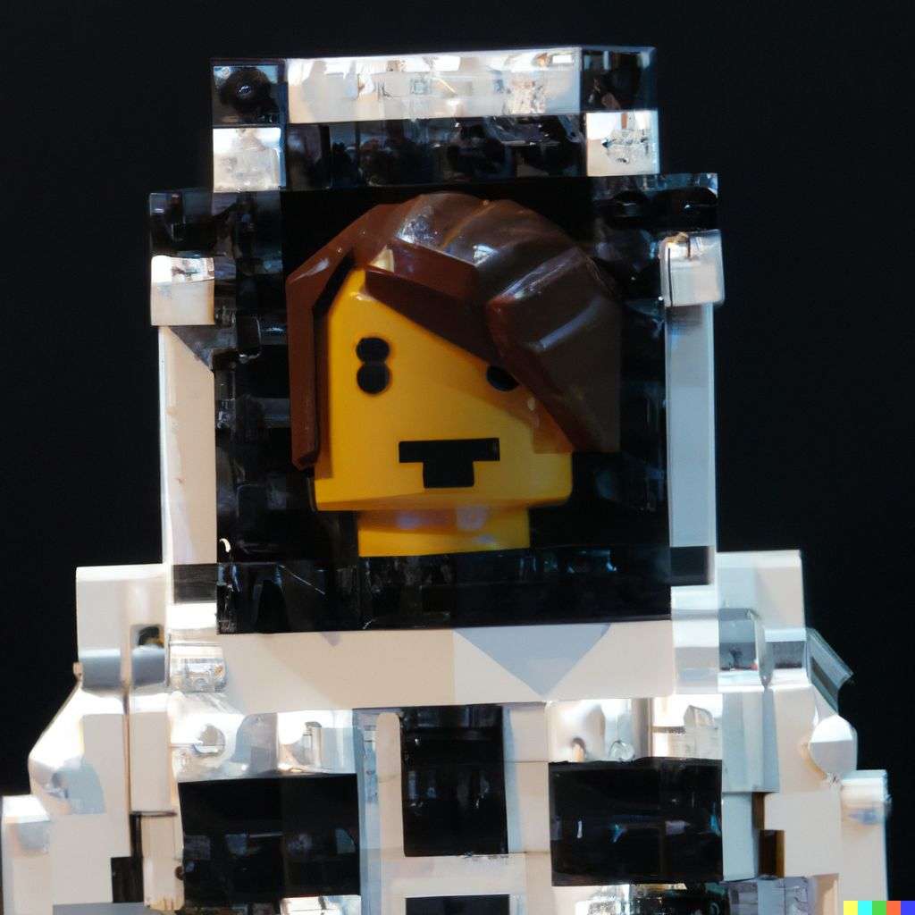 an astronaut, made from LEGO bricks